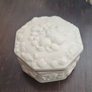 Lenox White Decorative Accent Box with Textured Floral Design